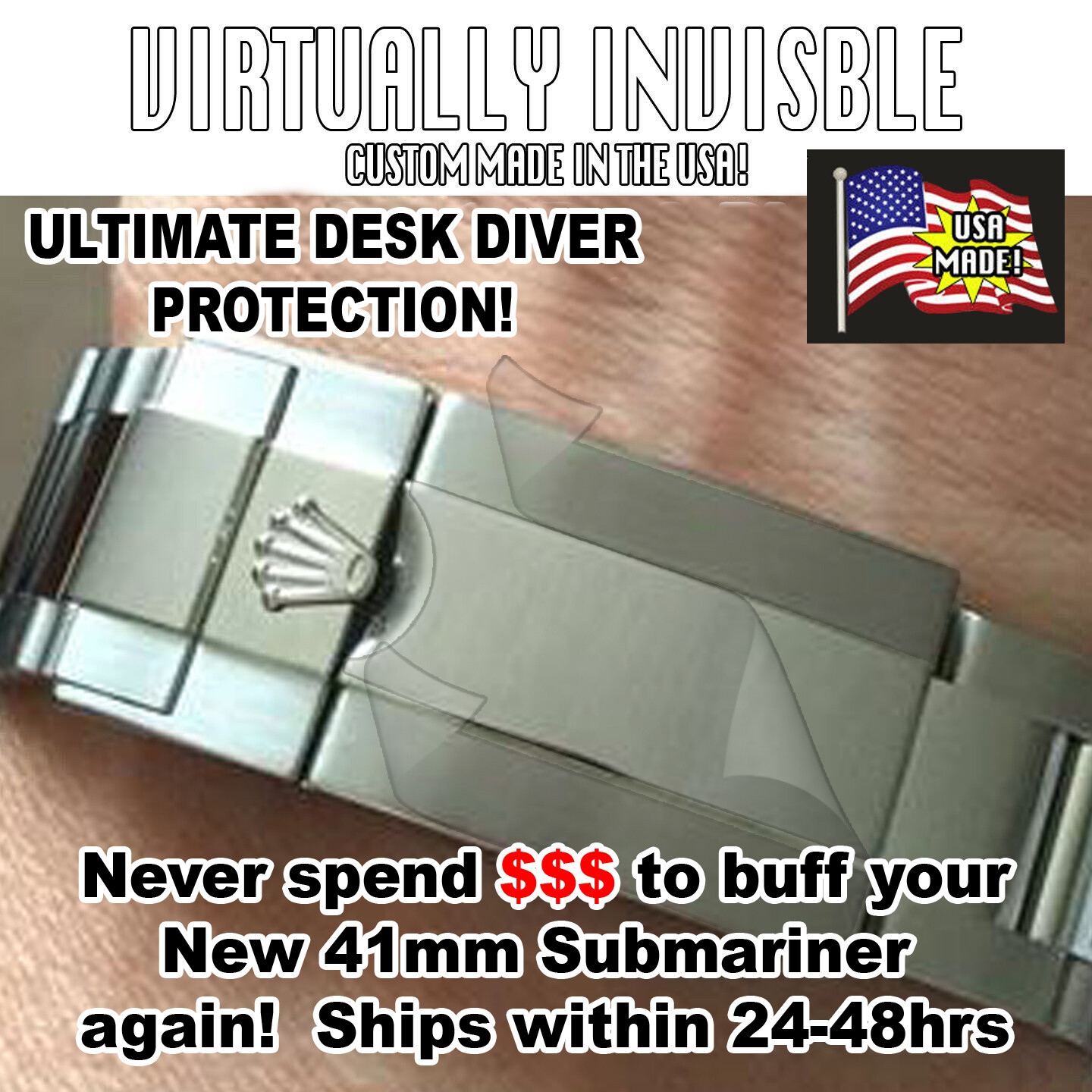 For-Rolex NEW Submariner 124060 126610 41 HD Clear Protector Clasp ‘n’ Sides (2)