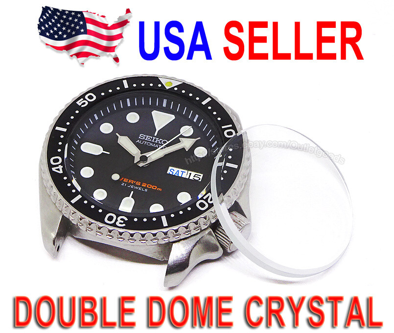 Double Dome Watch Mineral Glass Crystal fits Seiko SKX007 200M Diver 7S26-0020