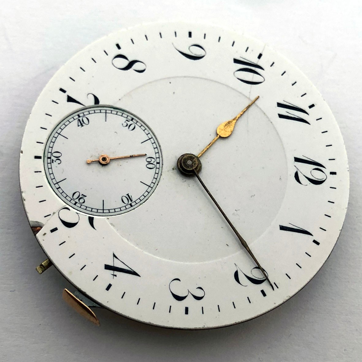 Rare For Part ANTIQUE Pocket Watch Swiss Movement Enamel Dial Repair 44 mm