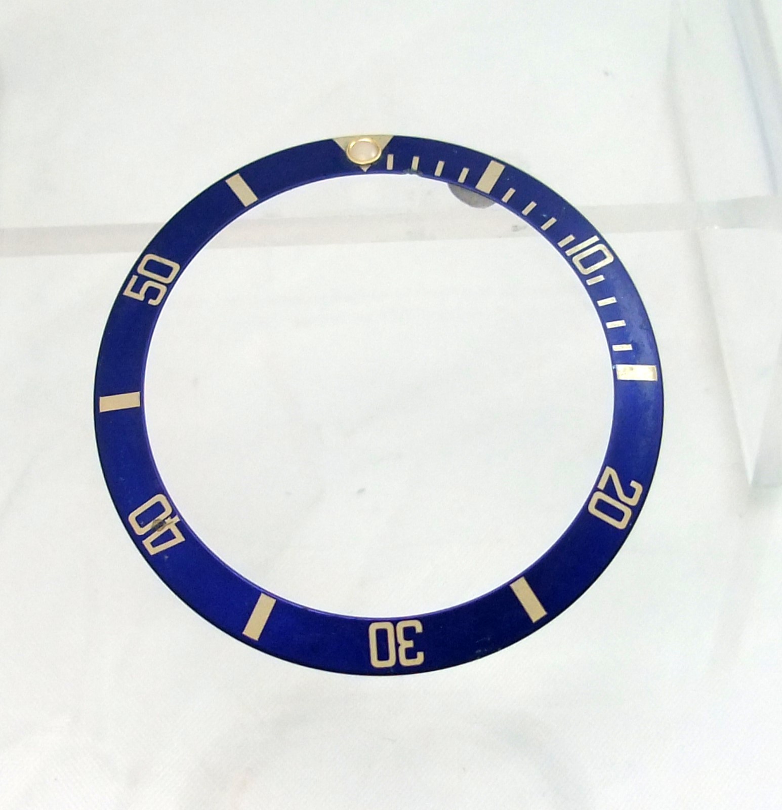 Rolex Submariner Watch Bezel Insert 18k Yellow Luminova Blue 16613 16803 16618