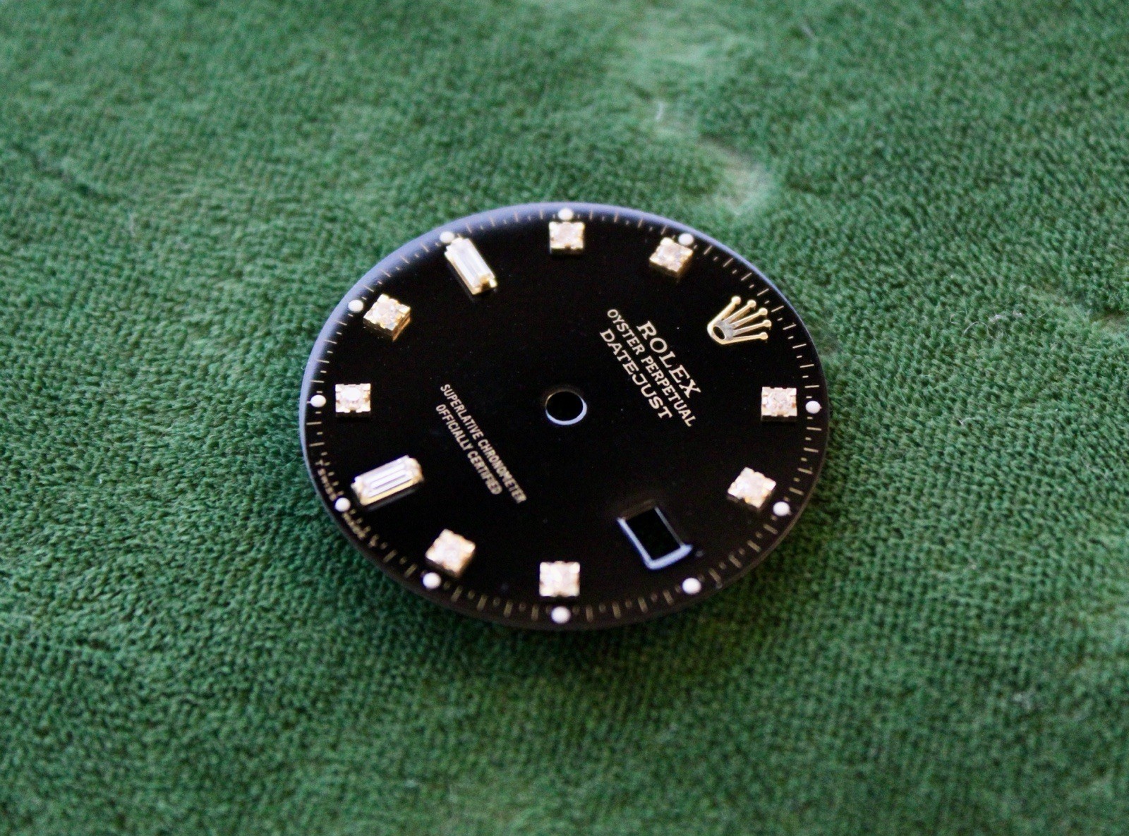 Original Rolex DateJust 16233 Factory Black Baguette Diamond Dial Quickset