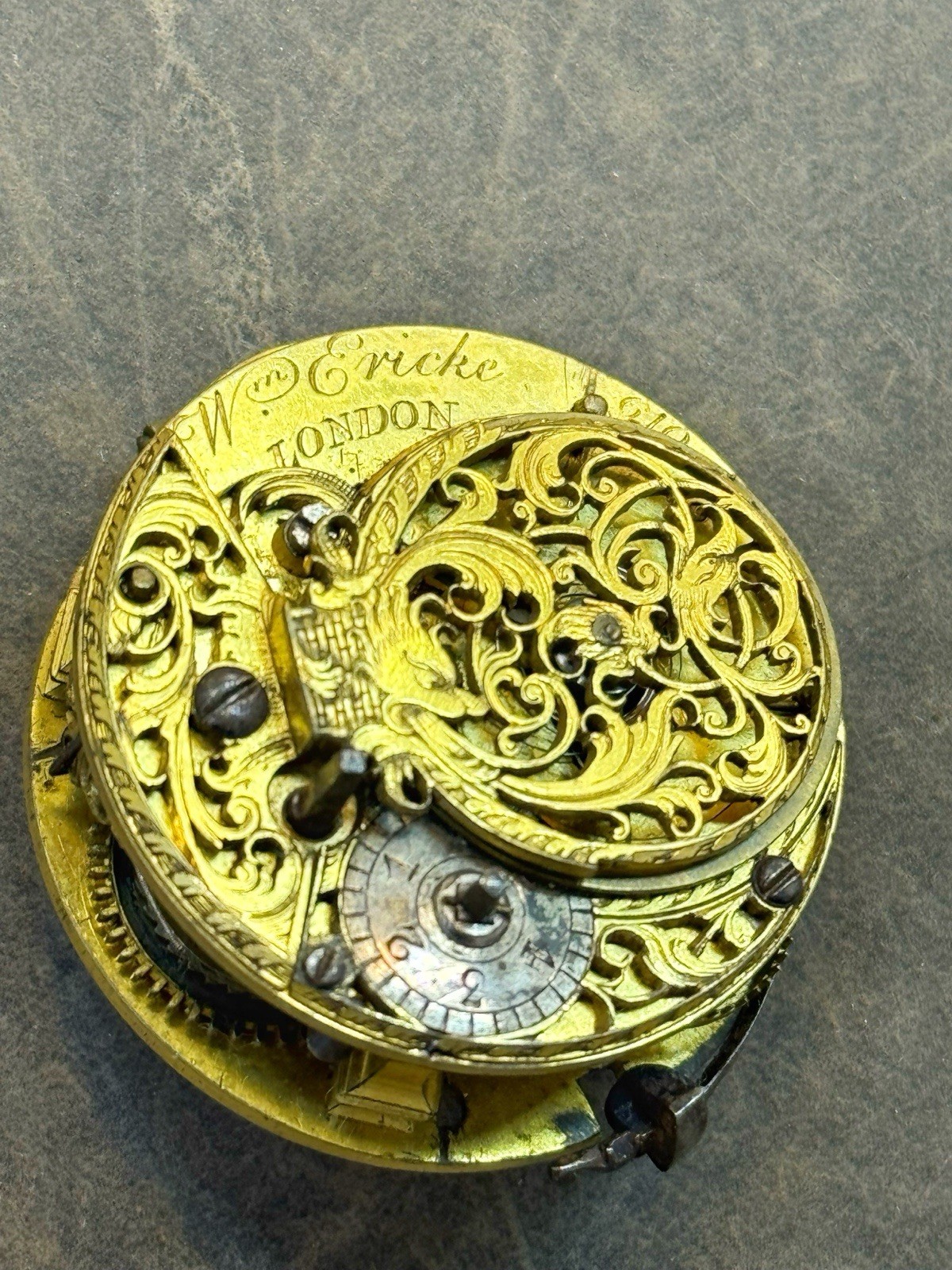 Antique Wm Ericke London Verge Fusee Pocket Watch Movement Repair