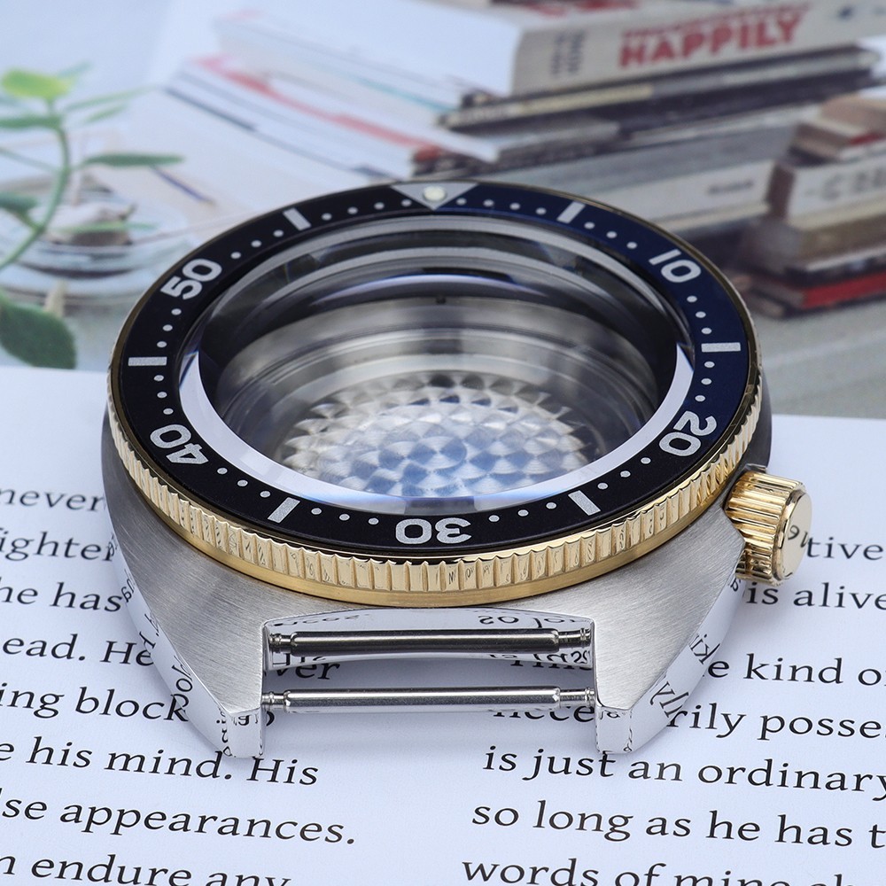 Golden Coin Edge Bezel Diver Watch Cases 41mm Modify turtle For Seiko NH35 NH38