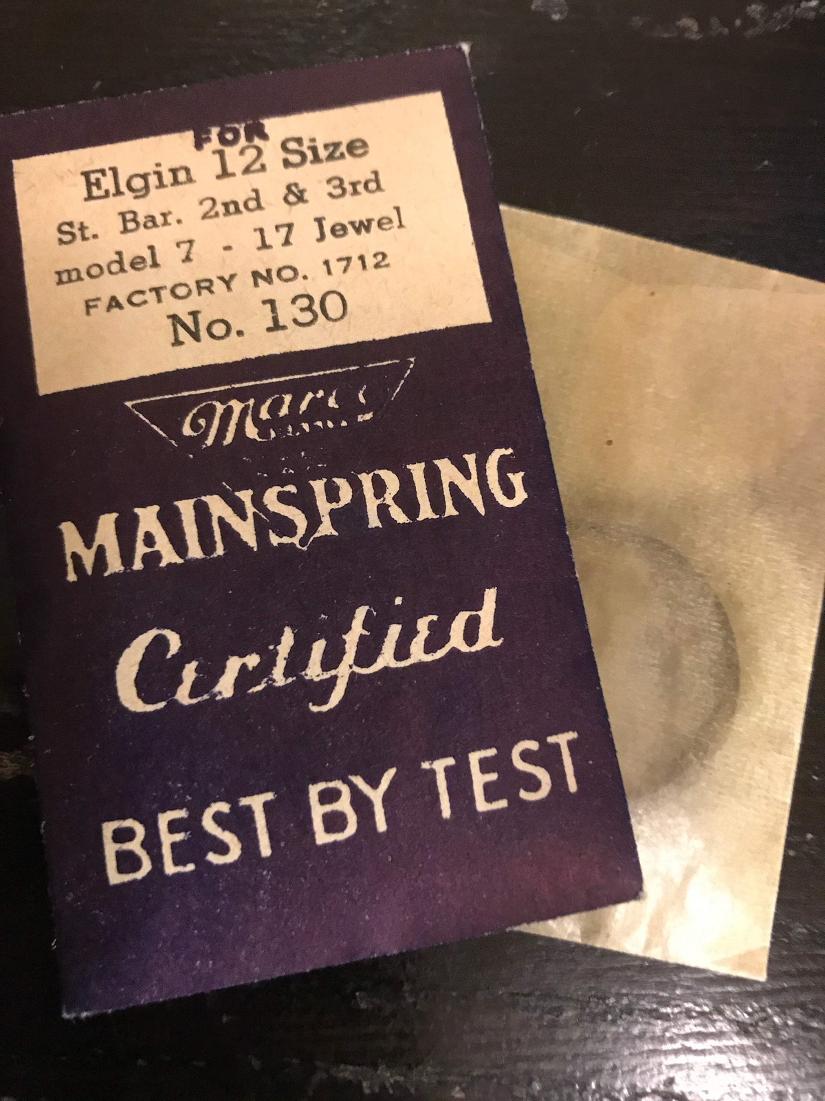 Marco Mainspring #130 for 12s Elgin 7j to 17j movements No. 1712 – Steel