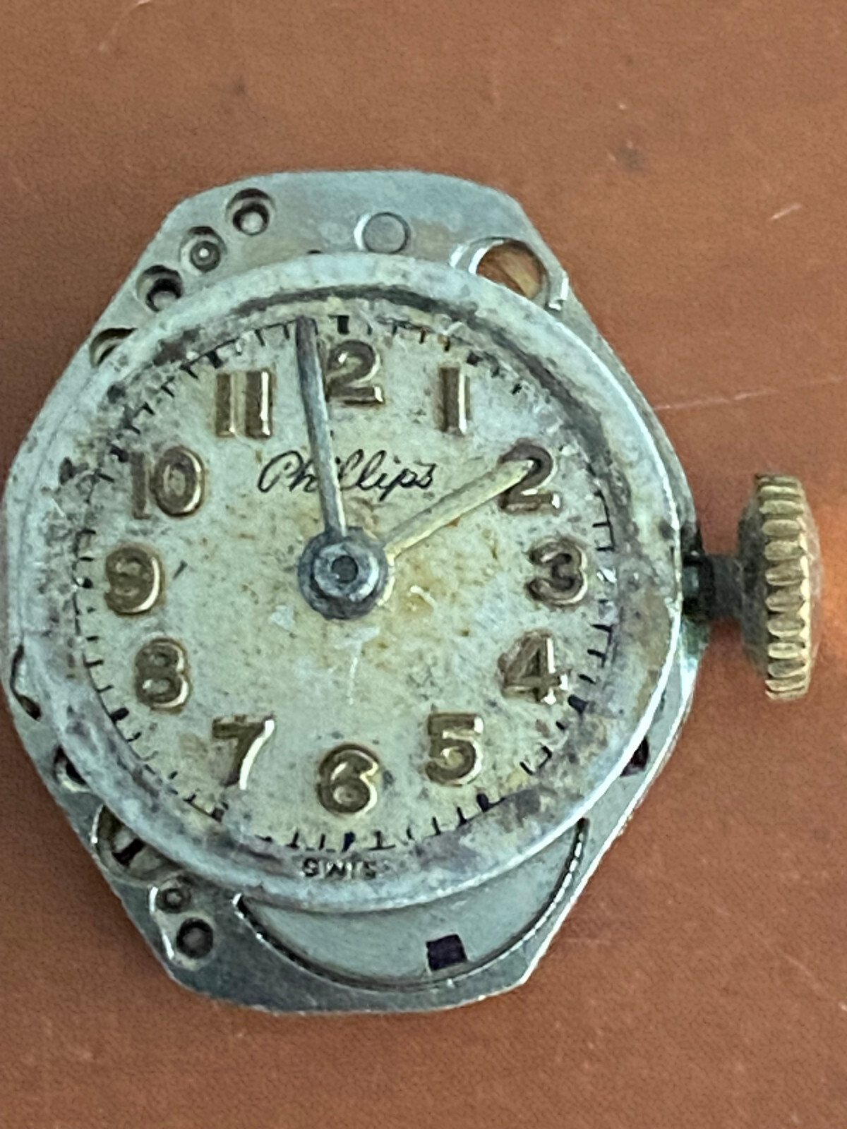 VINTAGE LADIES 18.37 X 15.10MM WM.E.PHILLIPS WRIST WATCH MOVEMENT,NOT RUNNING