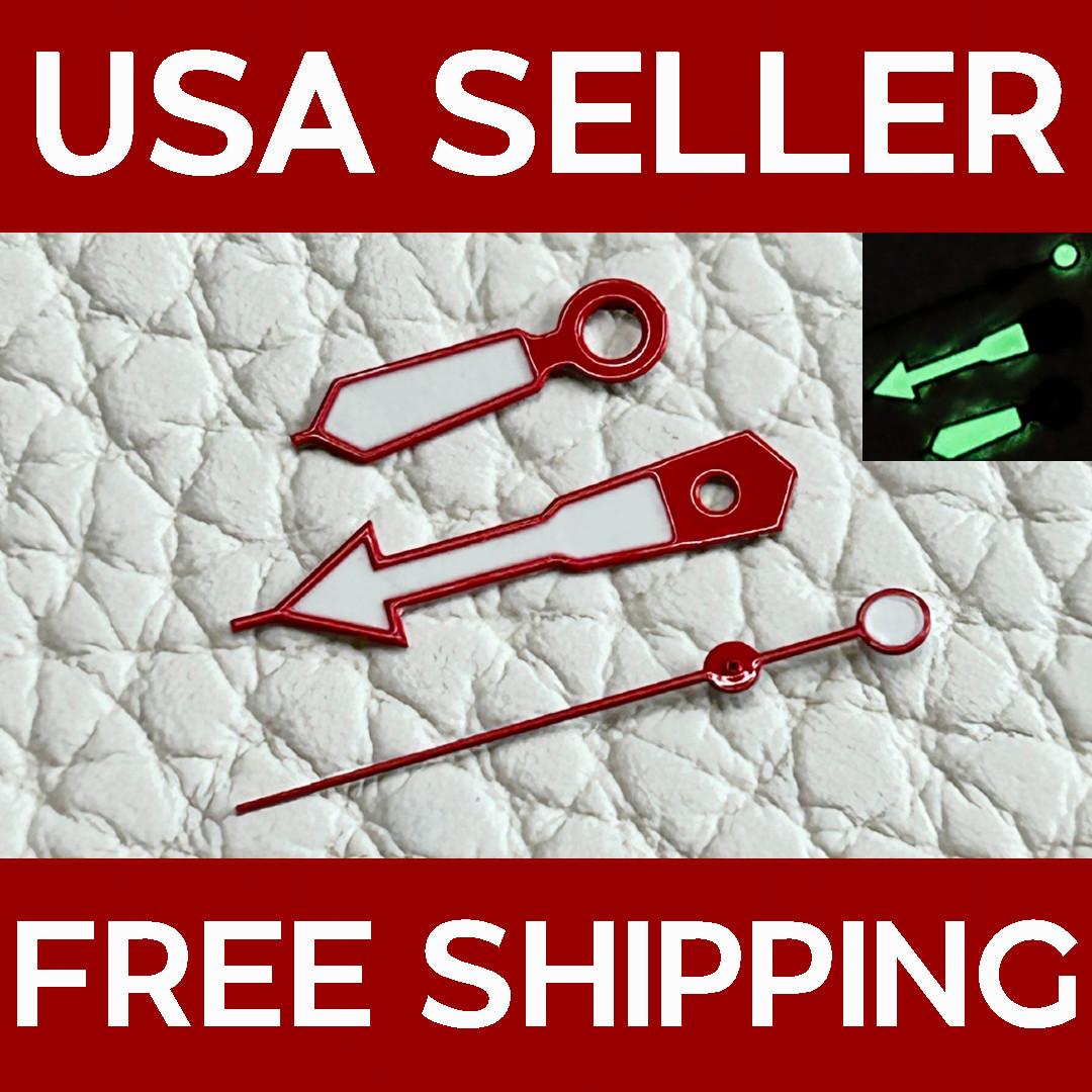 1 Set Red Watch Hands Mod Fits NH35,NH36,7s26,7s36 Green Luminous US SHIPPING