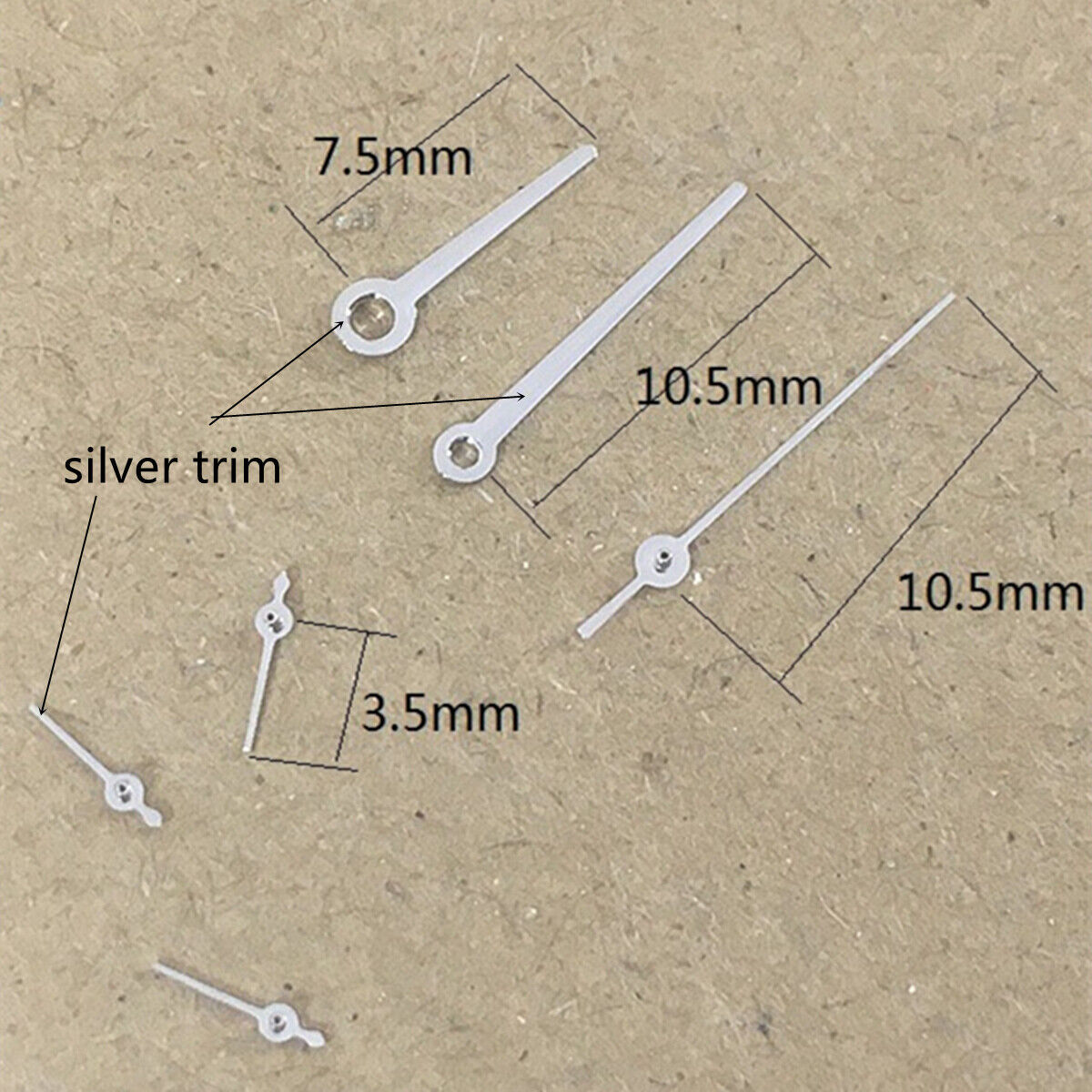 10.5mm Silver Trim No Lume Watch Hand for Epson VX3J VX9J VX7J VX3N VX9N VX42