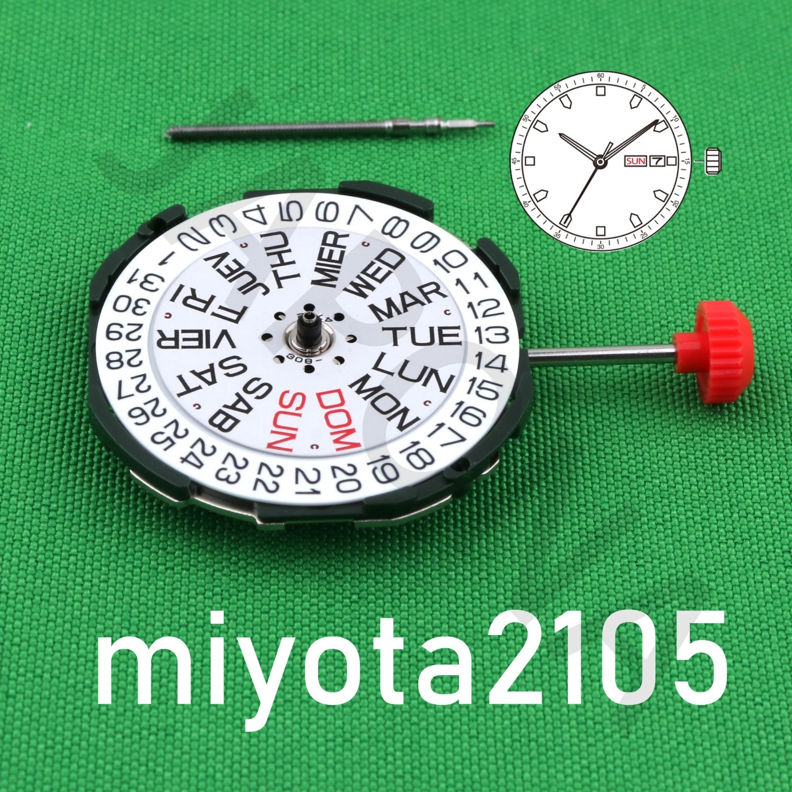 2105 Quartz Movement Day Date Display Replacement Watch Movement Part