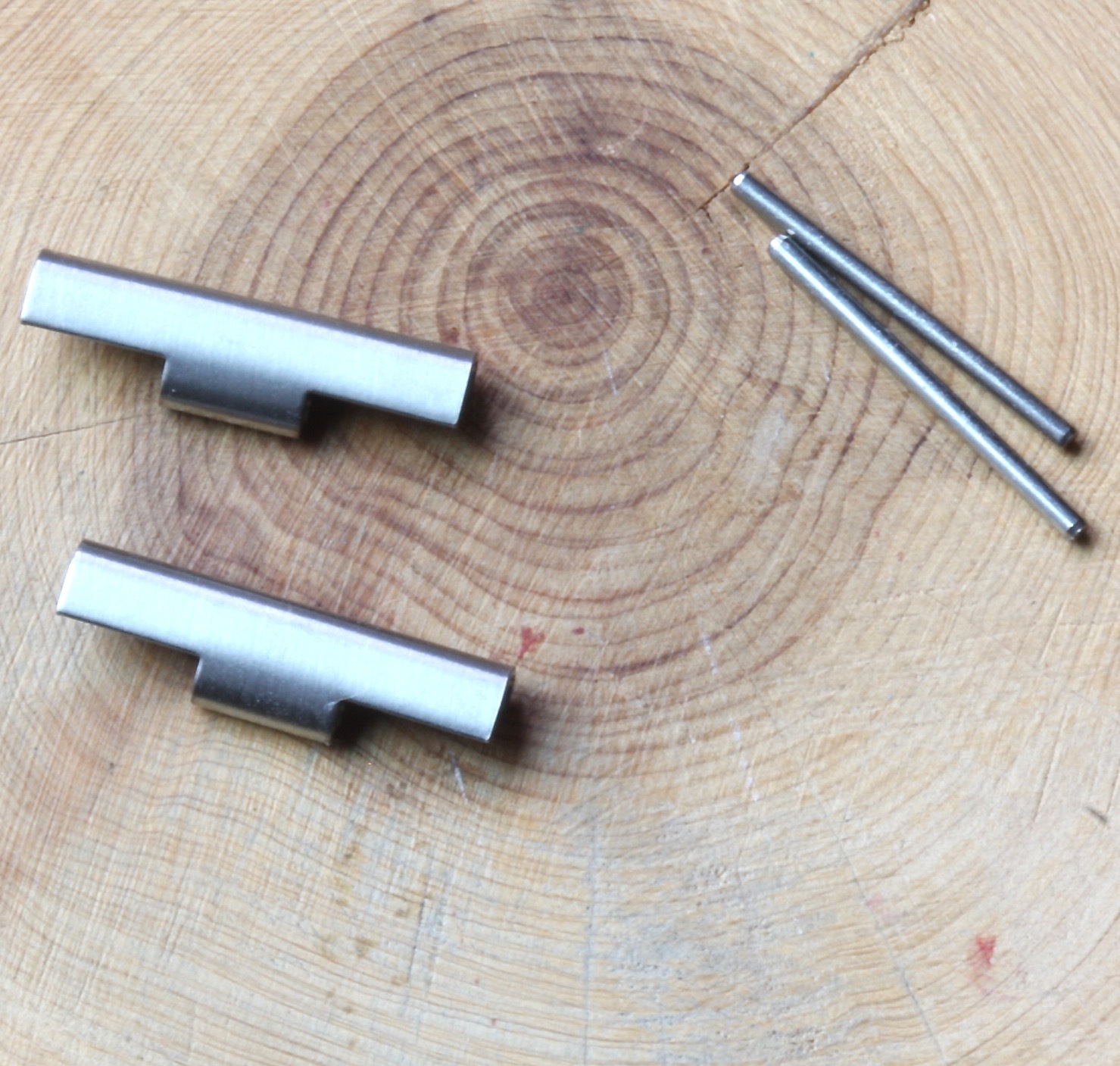 Smooth polished steel 18mm ends for 3-row NSA bracelet with 6mm center opening