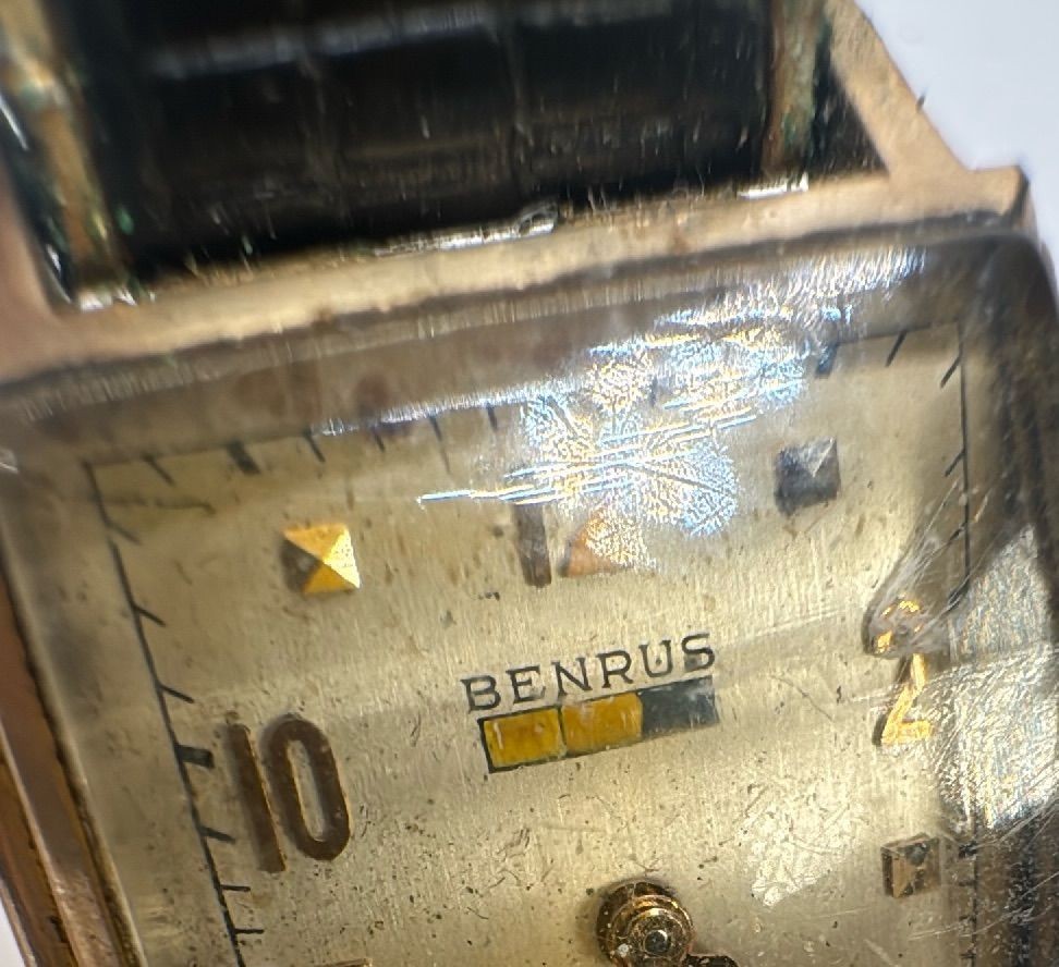 Benrus 10K Gold Filled Vintage Mens Wristwatch Speidel Band 1953 Calendar Featur