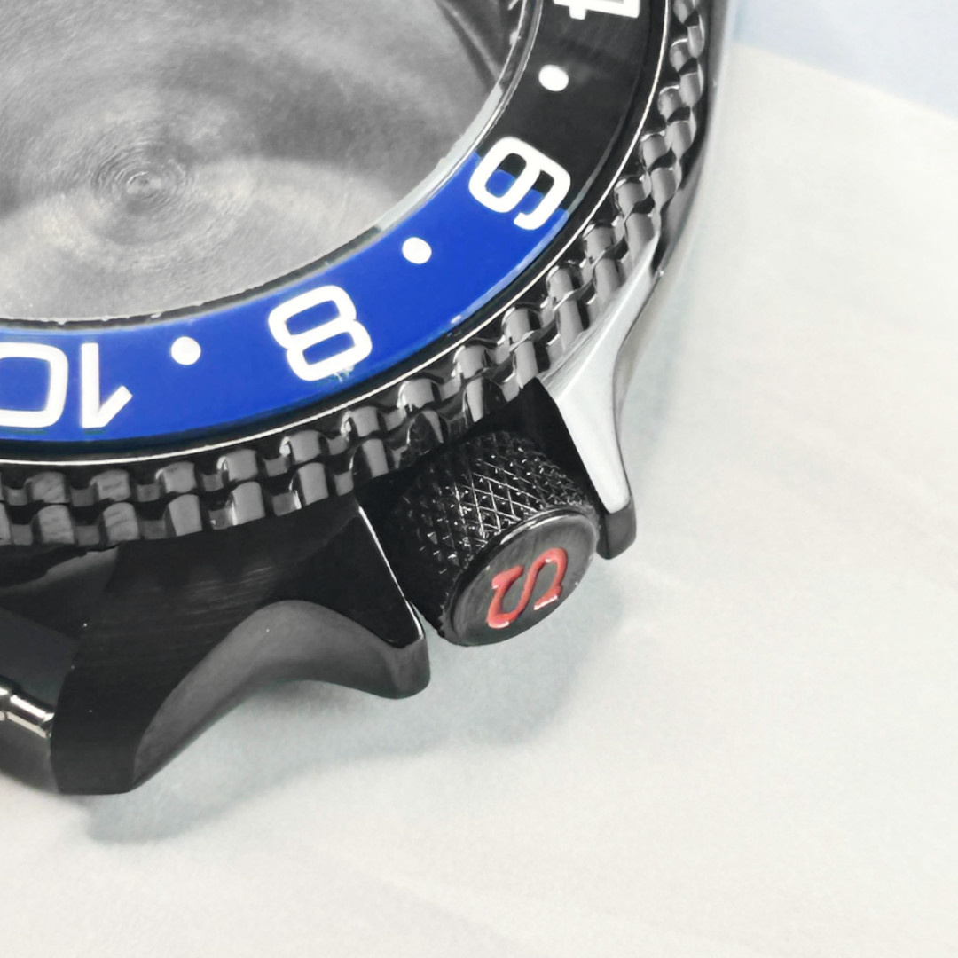 42mm Black PVD Ceramic Blue Bezel Chapter Ring Watch Case Fit NH35 NH36 SKX007