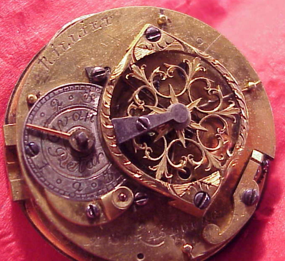VINTAGE 36MM RILLIET A STRASBURG VERGE FUSS POCKET WATCH FRENCH MOVEMENT