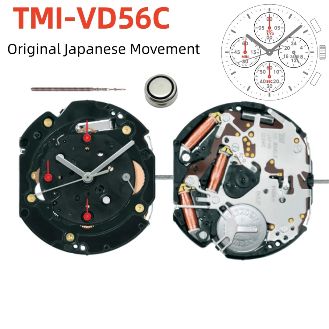 SII TMI VD56 Quartz Chronograph Watch Movement 4-Eye Repair Part Replace V656C