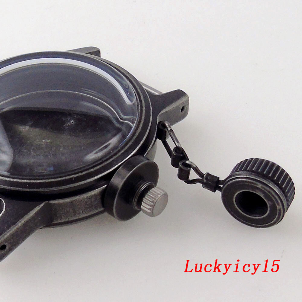 36mm Brush Silver Black Sandblast Watch Case fit NH35A NH36A NH34 SKX SRP 7S26