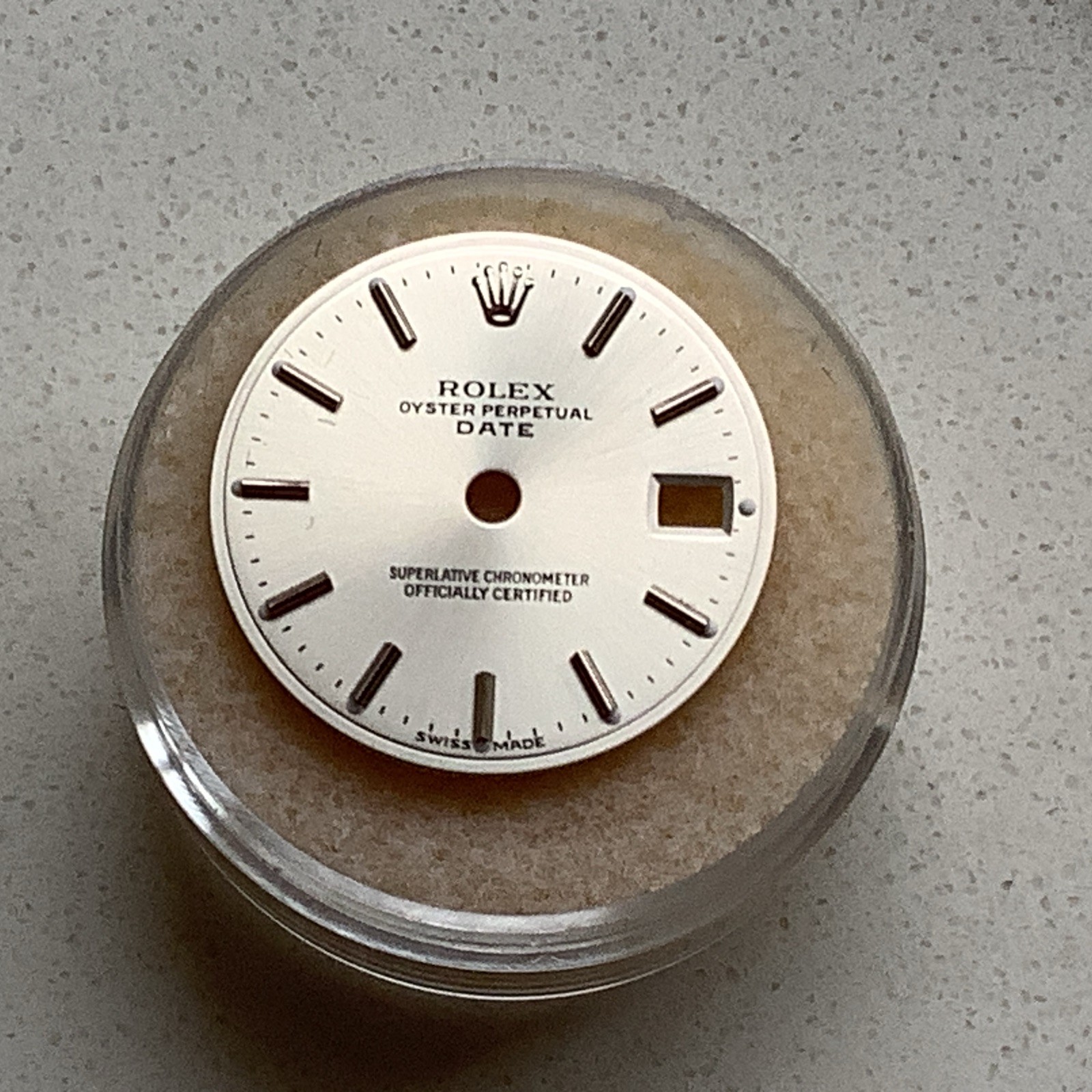 Genuine Rolex Ladies Date Silver Dial 26mm White Stick Marker 19.8 mm Diameter .