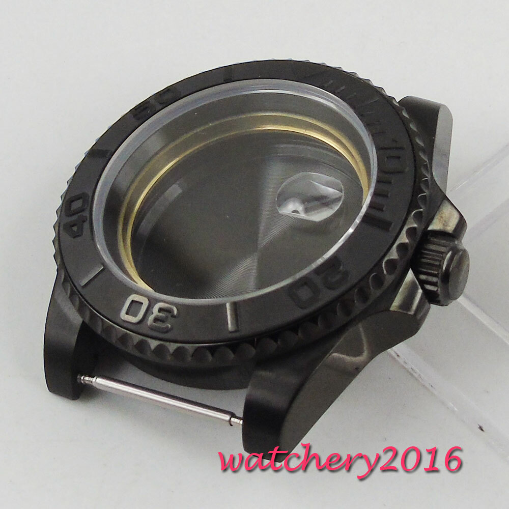 40mm Black PVD Watch Case Fit NH35 NH36 Miyota8215 DG2813 ETA2824 Sapphire Glass