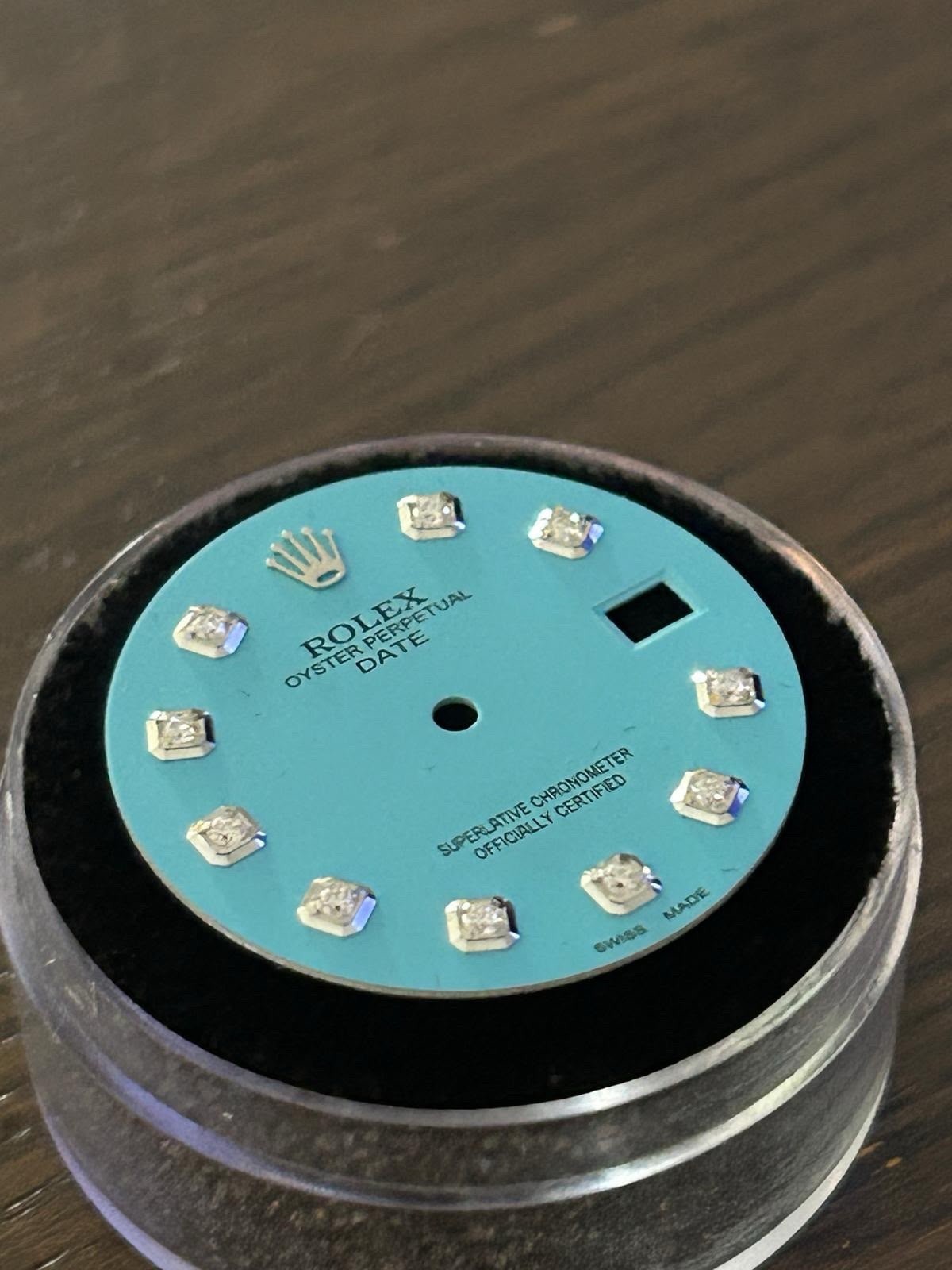 Rolex Oyster Perpetual Date Custom Turquoise Diamond Dial For 15200-15234-115200