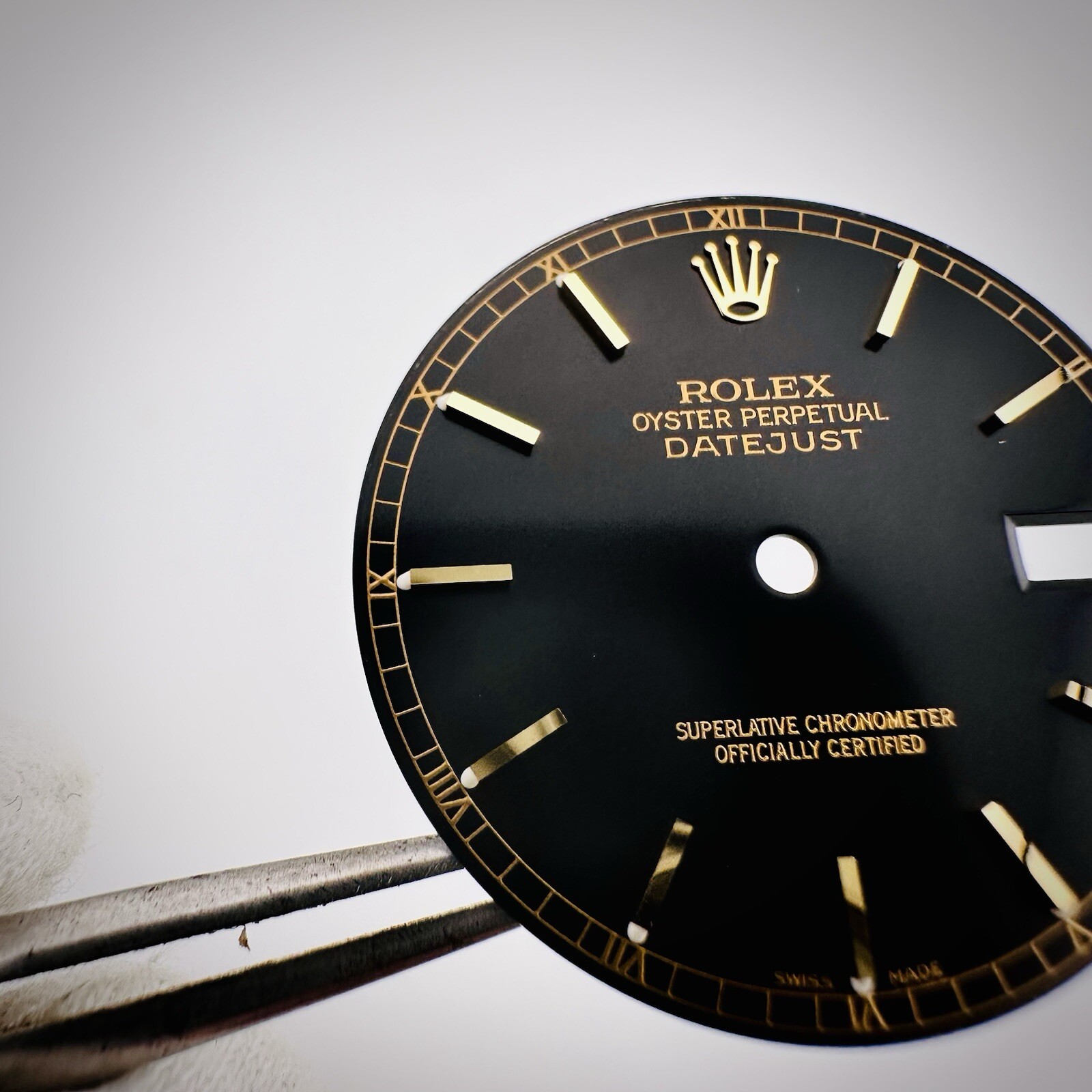 Factory Rolex Two Tone Black Gloss Luminova Dial Datejust 16013 16233 16238