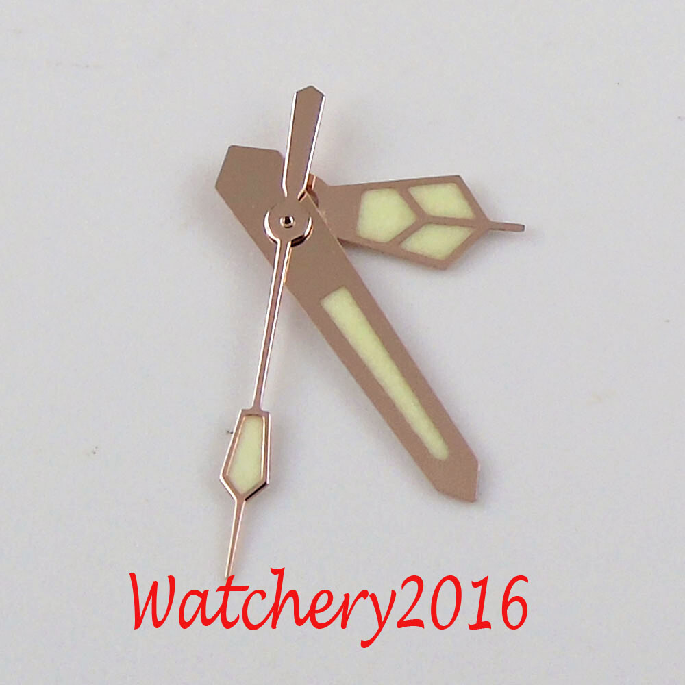 Fit For NH35 NH36 4r15 7002 Movement Rose Gold Edge C3 Super Lume Watch Hands