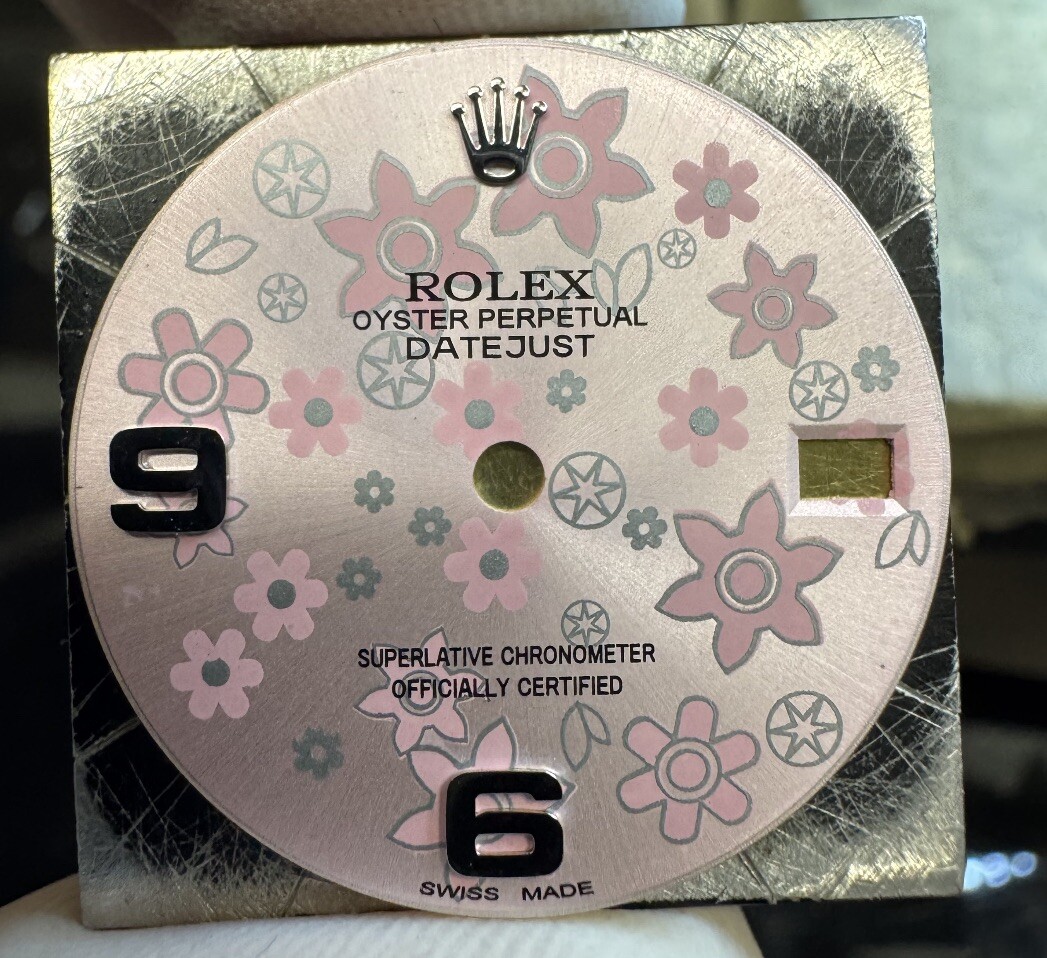 Rolex Midsize Datejust Custom Pink Floral Dial For Models 68274 68240 178240