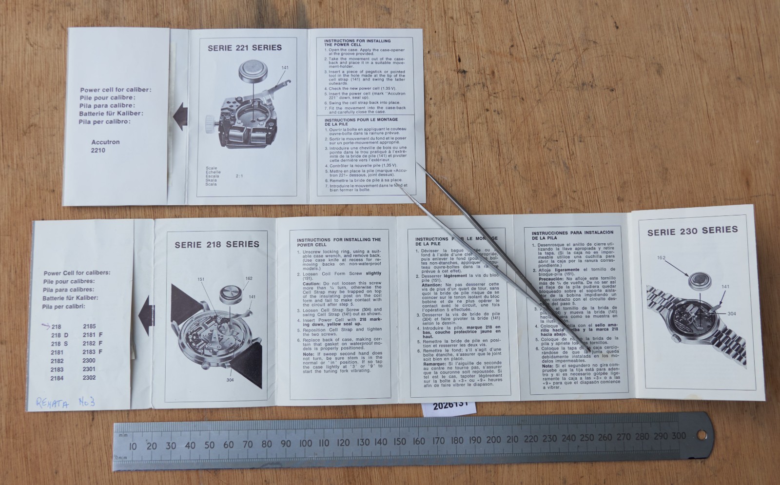 Original Accutron 218 and 221 Battery Booklet with batteries. (2026131)