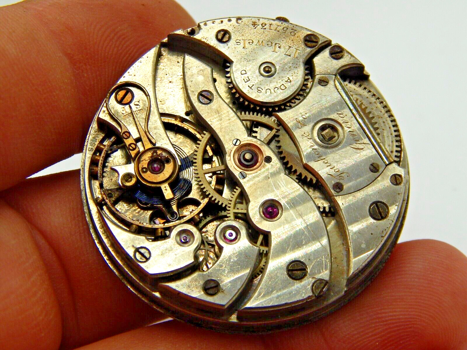 Rare Antique Touchon & Co Swiss pocket watch movement 17 jewels 41.8mm OF