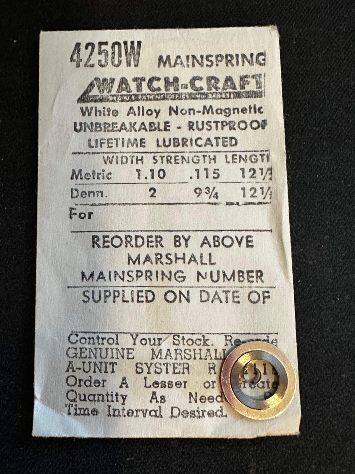 WATCH-CRAFT Mainspring 4250W for Pierce caliber 812 – Alloy