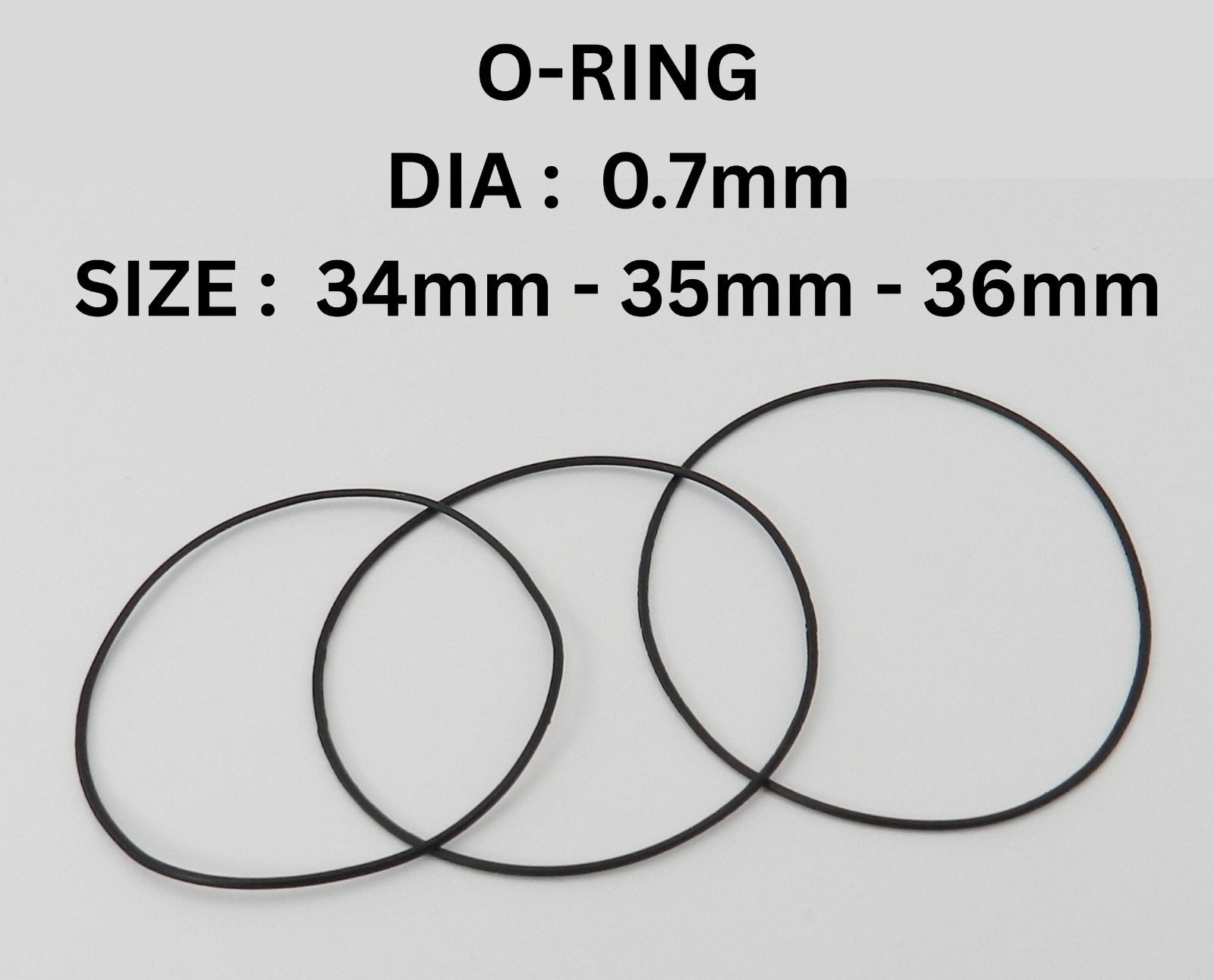 Rubber Watch Case Back O Ring Round Gasket 34mm – 35mm – 36mm Thick 0.7mm