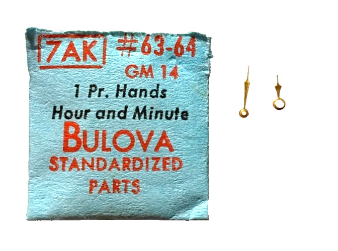 Bulova 7AK Watch Hands Gold Modern 14 watch part #63-64 “SEE INTERCHANGE”