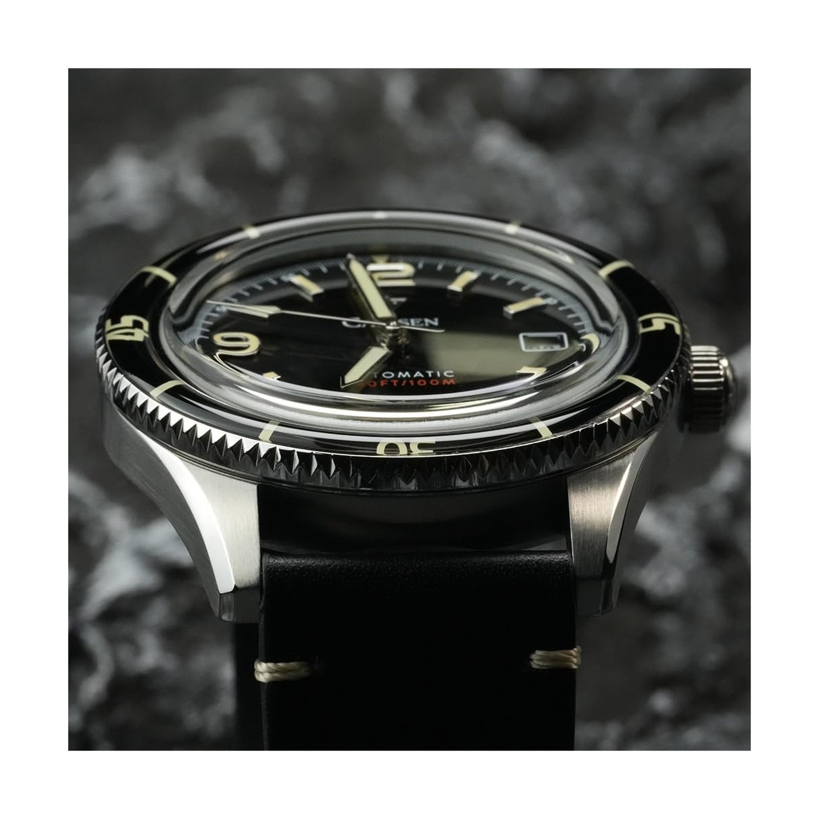 CADISEN Men’s Automatic Watch Leather Strap Casual Homage black
