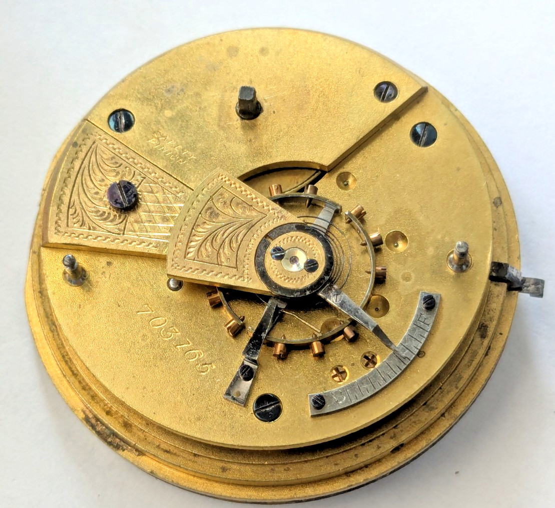 Antique E. Wise Manchester English Pocket Watch Movement Parts/Repair 49.9mm 28