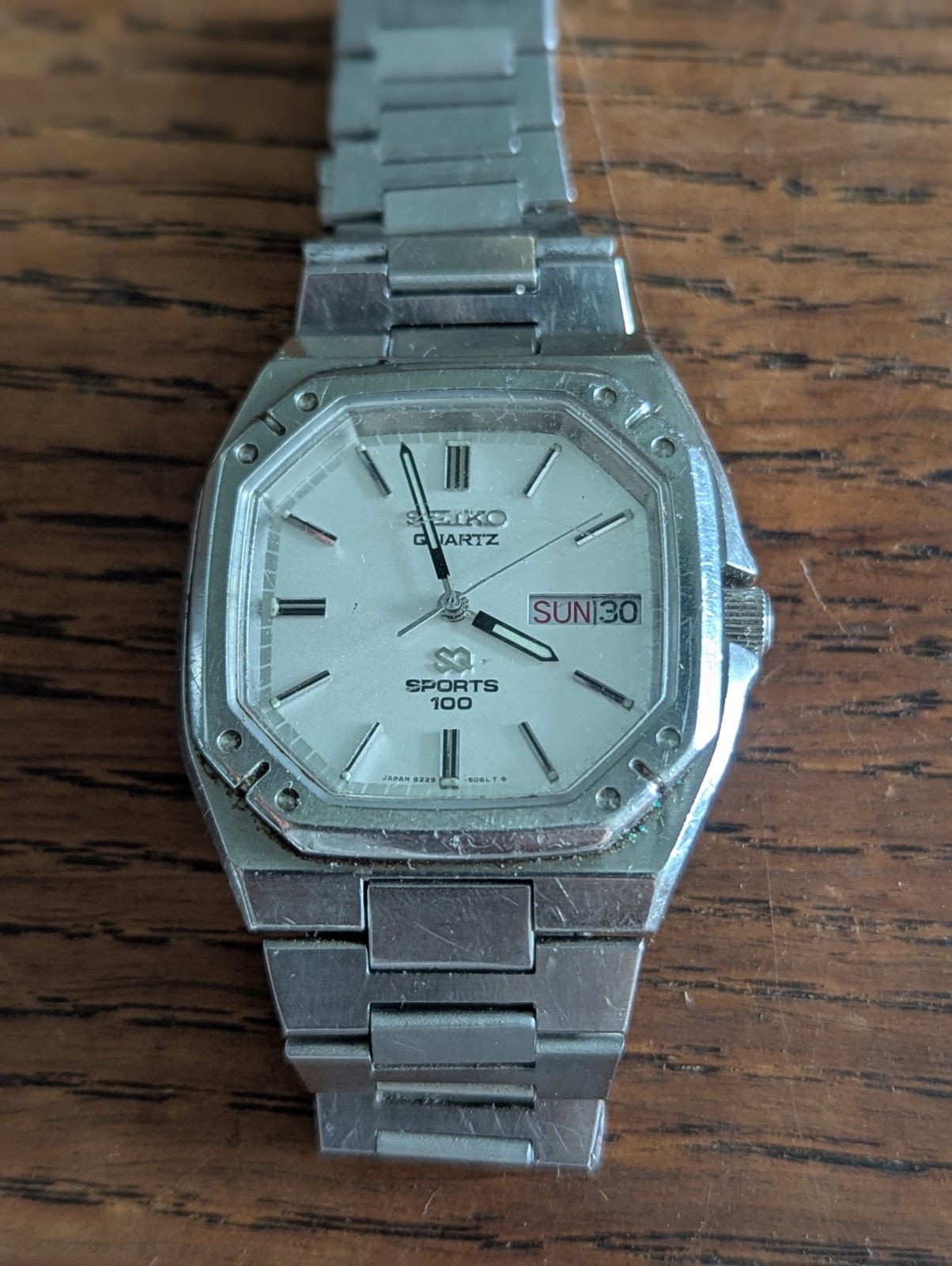 Seiko 8229-5030 Sports Watch Case/Dial/Hands for Parts / Project #S676