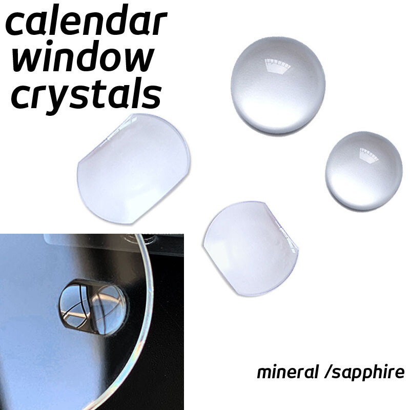 Calendar Window Date Magnifying Sapphire Glass Mineral Watch Crystal Lens Parts