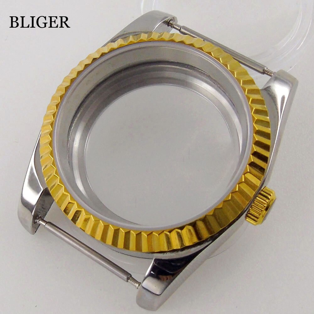 BLIGER 36MM 39MM Rose Gold Silver Watch Case Fluted Bezel fit NH35A NH36A PT5000