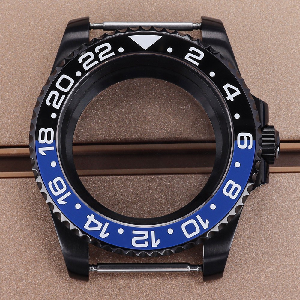 FEIYASHI BLUE/RED 24H Bezel 40mm PVD Watch Case Steel For Seiko NH35 Miyota 8215