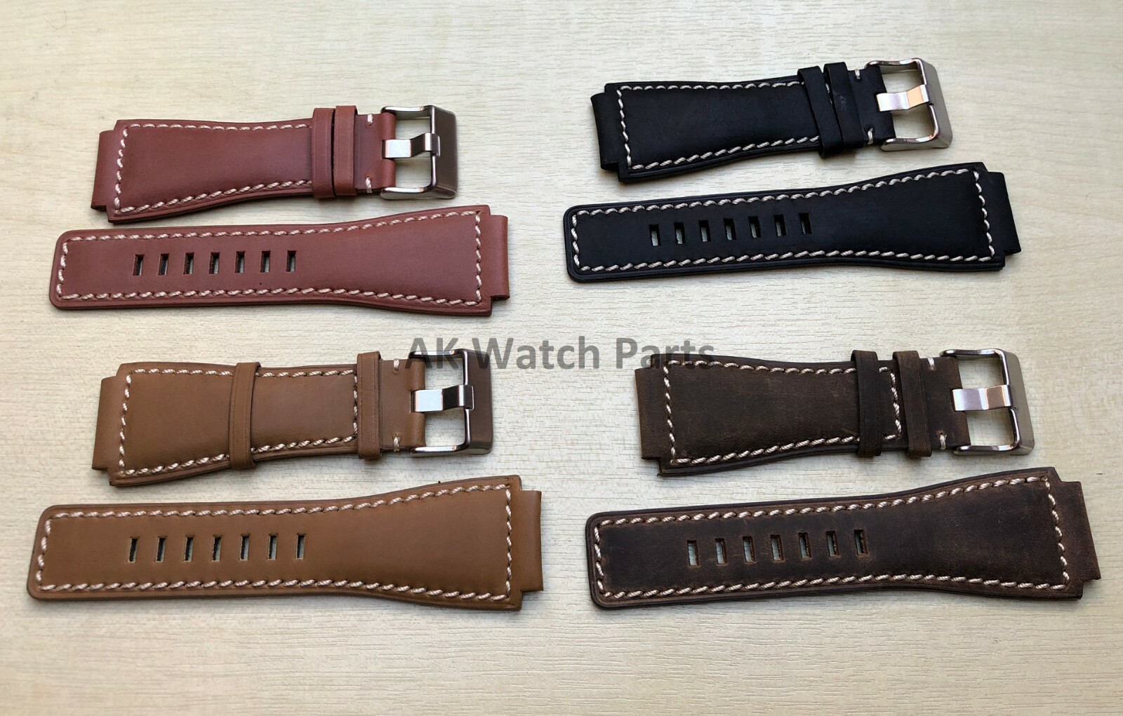 LEATHER Strap Fits BELL & ROSS BR-01 BR-03 spare replacement watch band