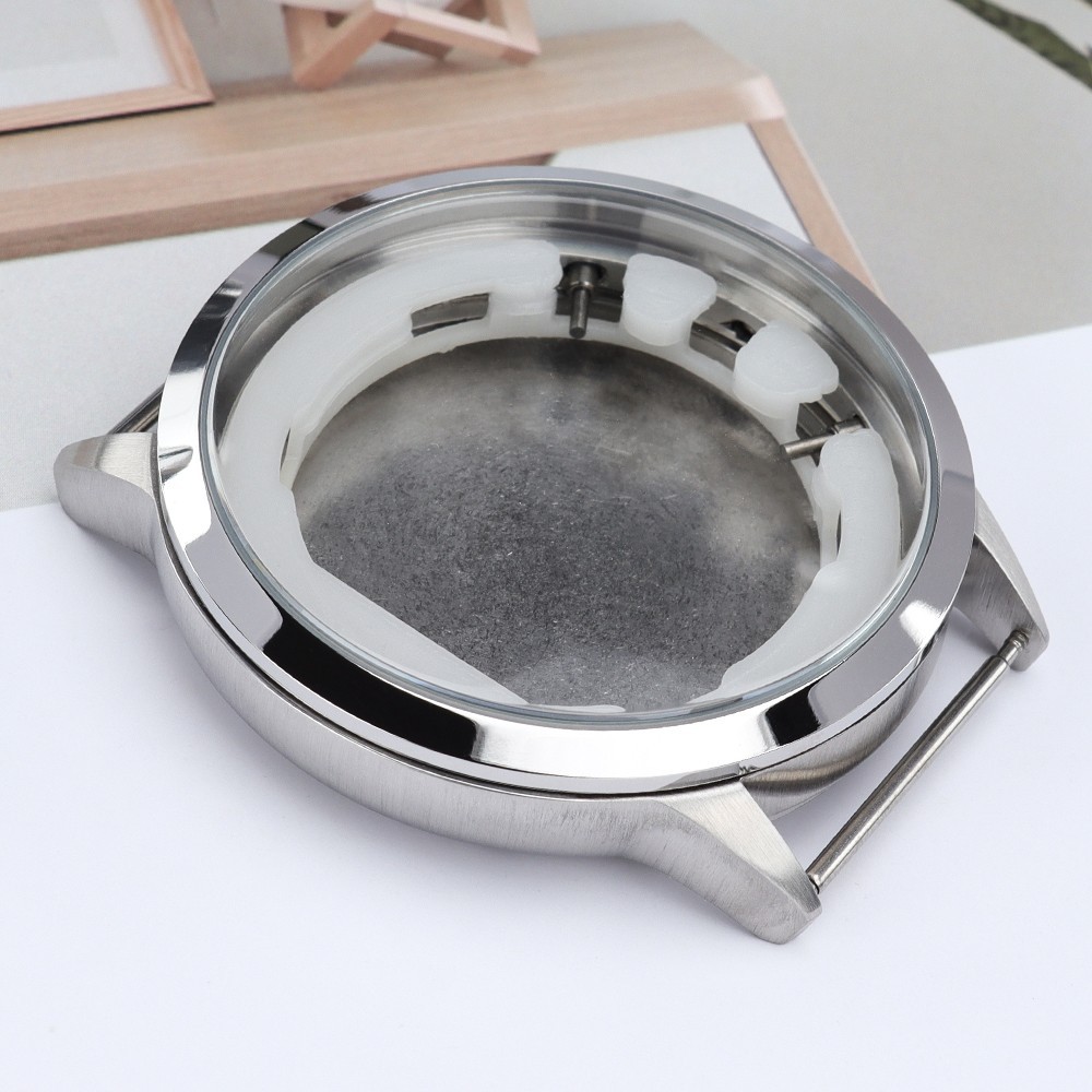 Retro Aviator Watch Case Brushed 46.8mm Stainless 10ATM For Seiko VD53 Movement