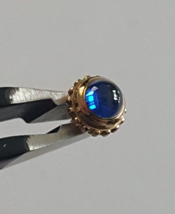 Cartier Gold Plated Crown and Stem With Blue Cabochon Stone