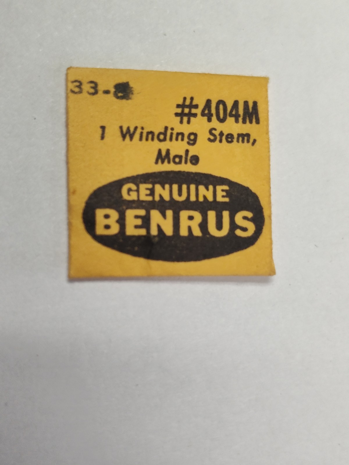 (Sealed) BENRUS 33-8 PART # 404M WINDING STEM, MALE . NEW OLD STOCK
