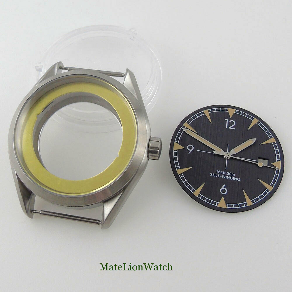 41mm Brushed Watch Case+Hands+Dial Fit For NH35 /NH35A Movement Sapphire Glass