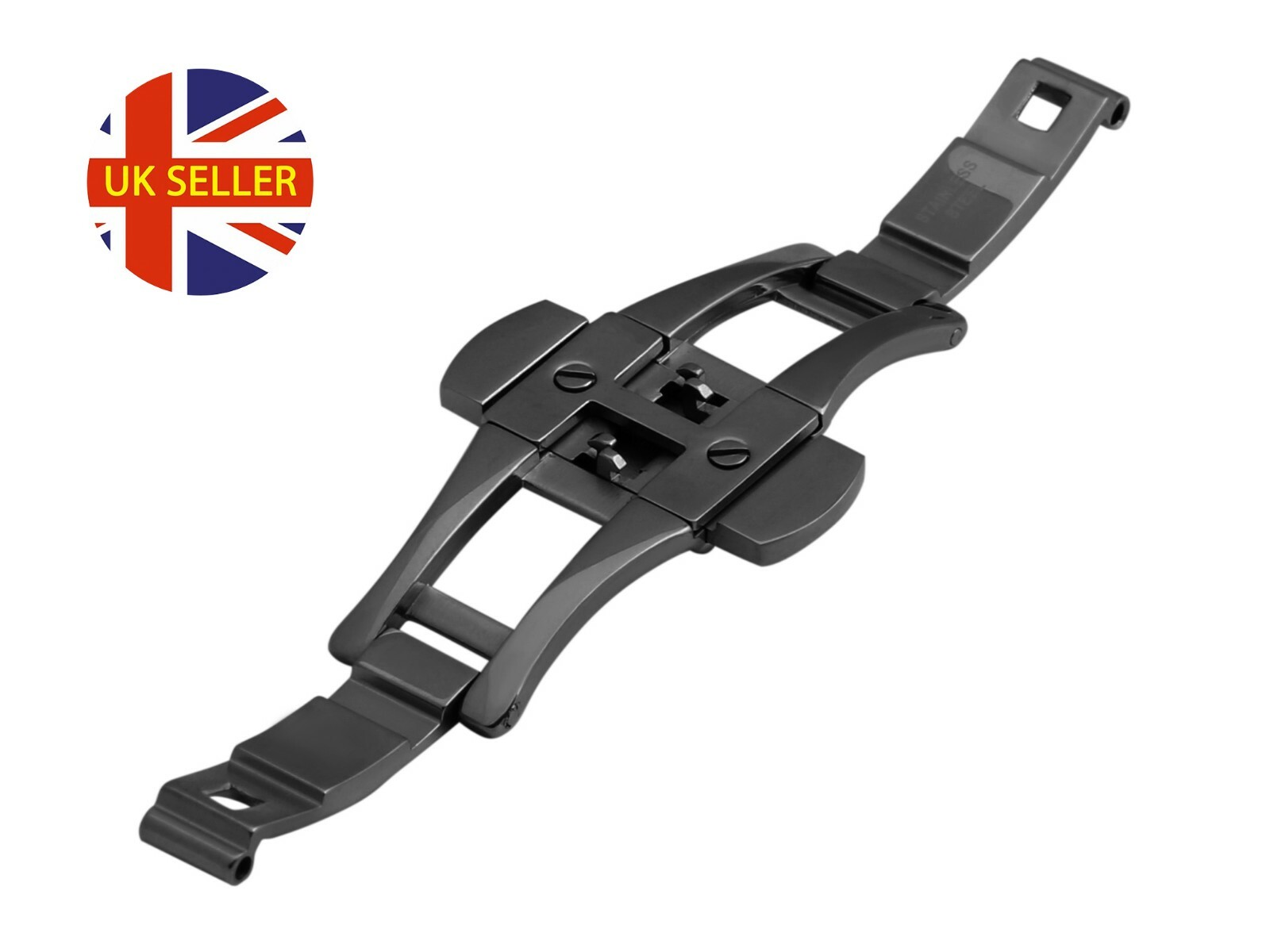For AR1451 AR1452 EMPORIO ARMANI Steel Black 22mm Clasp Buckle Watch Strap Band