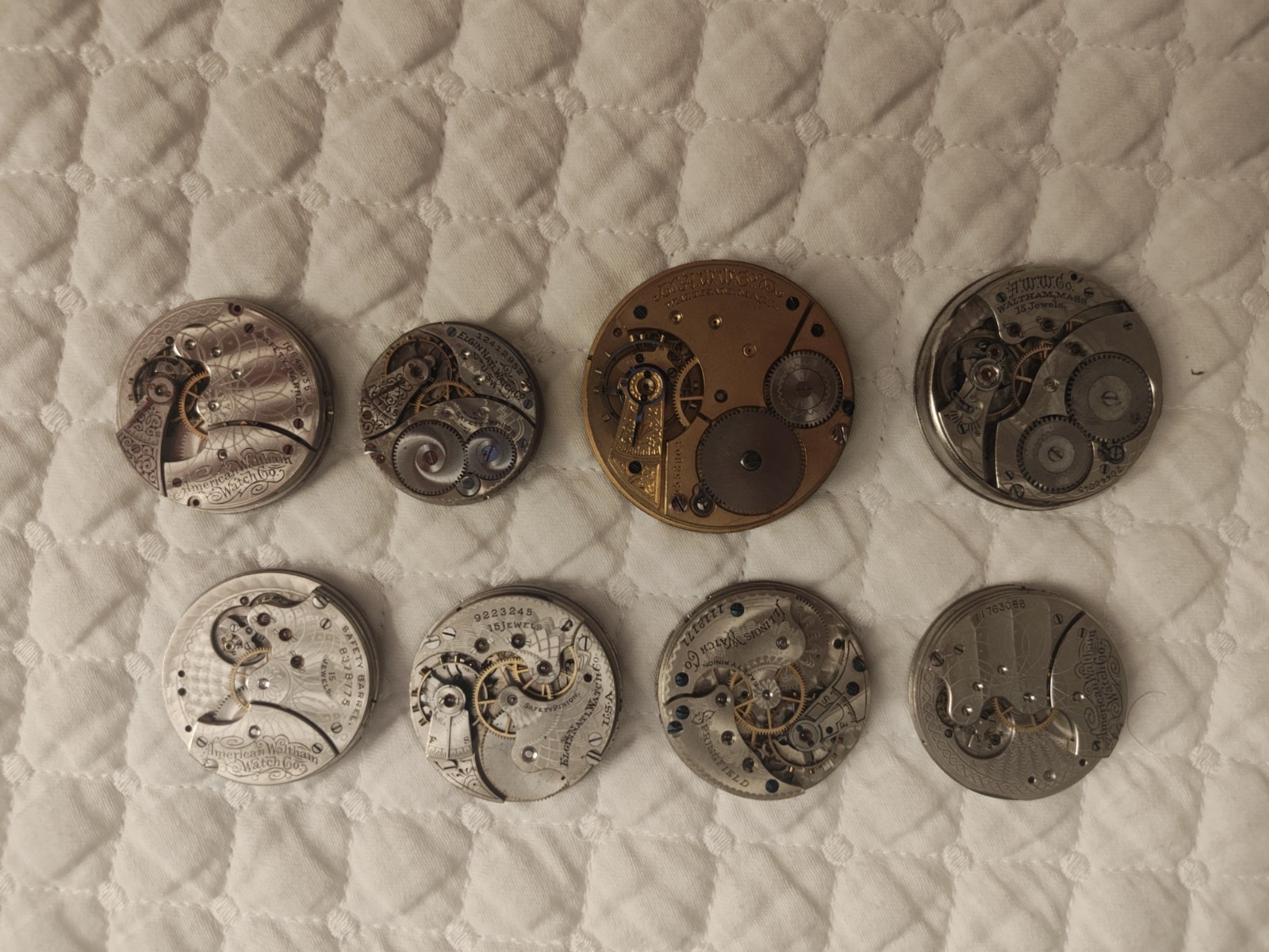 Elgin/Waltham Pocket Watch Movement Parts Lot . 5x6s , 0s , 16s,12s .