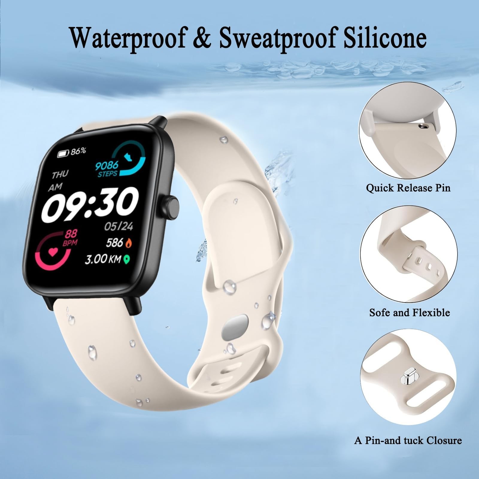 Silicone Watch Bands for Woneligo/Fitpolo Smart Watch IDW13, Soft Sport 22mm …
