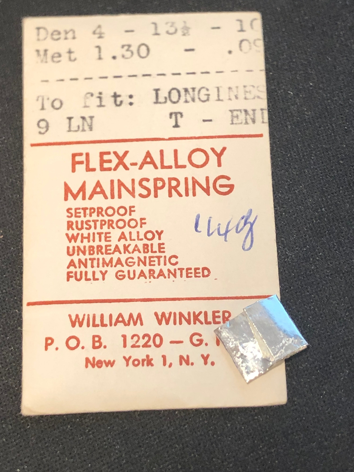 Flex-Alloy Mainspring for Longines 9LN – Alloy