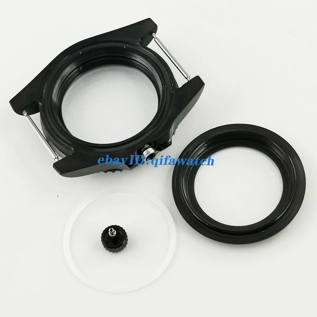 40mm No magnifying glass Black PVD Watch Case ceramic NH35 NH36 NH35A Movement