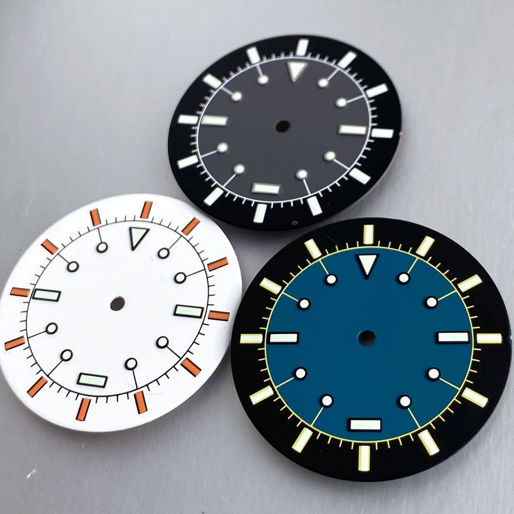 33.5mm Matte Black Blue Watch Dial Hands Fit NH35 ETA 2824 Miyota 8215 Movement
