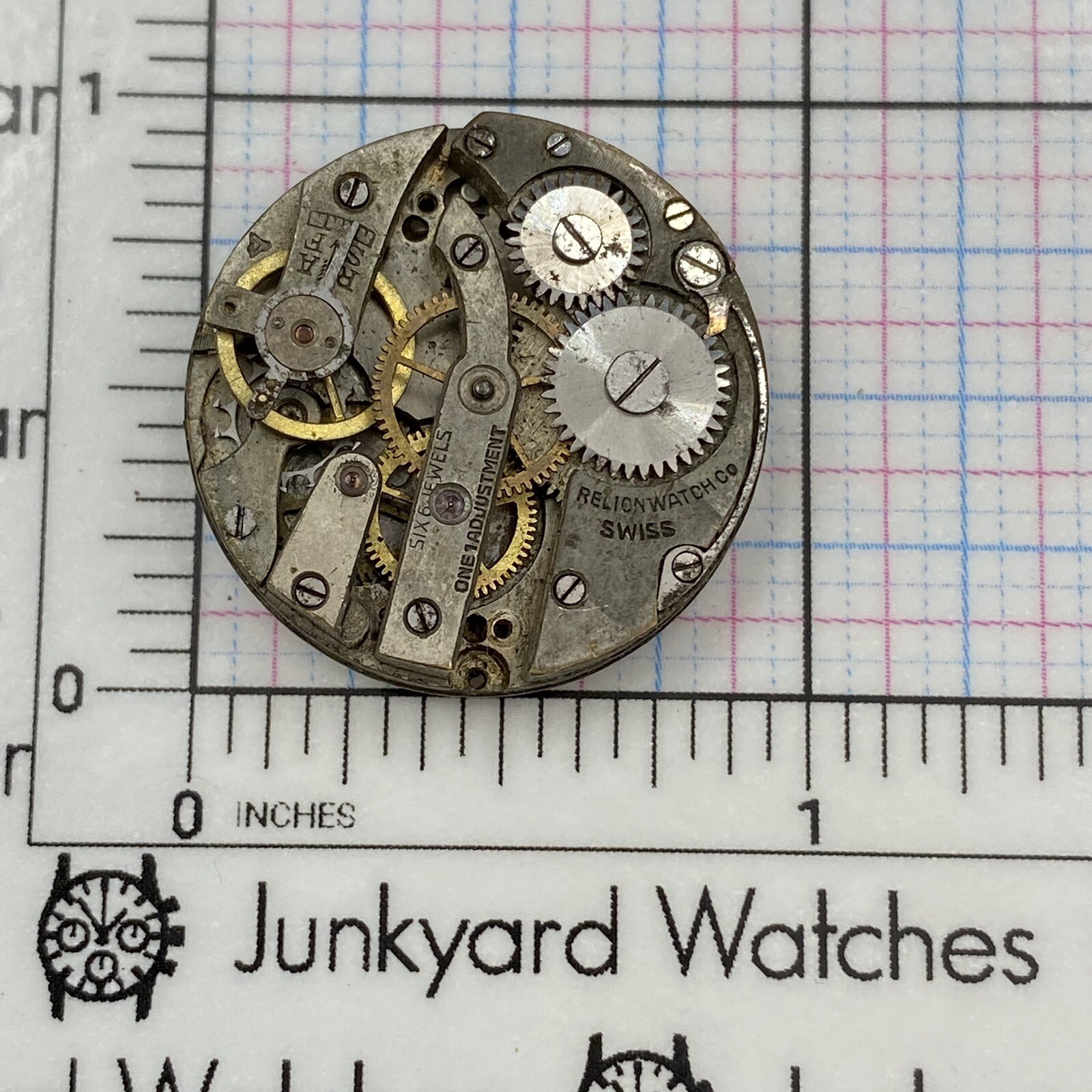 Vintage Relion Watch Movement Repairs Parts Watchmaker Swiss 6 Jewels Spares