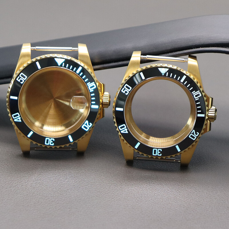40mm Gold Watch Case 3C Luminous Ceramic Ring For Seiko Nh35 Nh36 Eta2824 PT5000