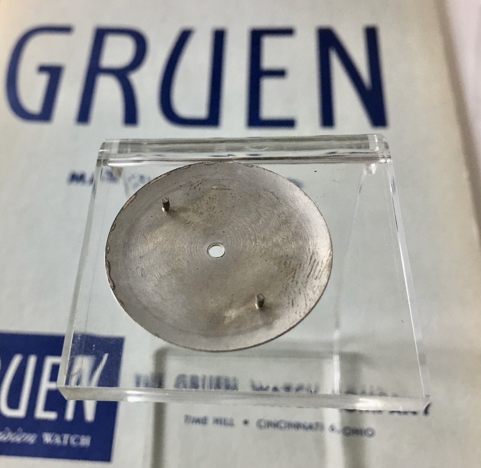 Vintage Gruen 552RSS watch dial silver markers linen finish 29mm NOS 1950s/60s