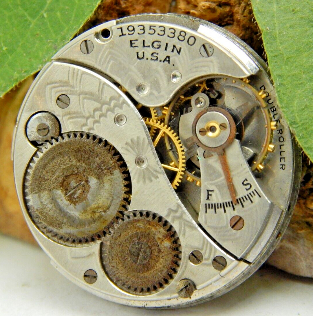 Antique Pocket Watch Movement 1917 Elgin 432 Lady Elgin 5/0s 7 jewel openface
